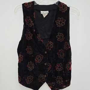 Anchor Blue Floral Crushed Velvet Button Down Vest
